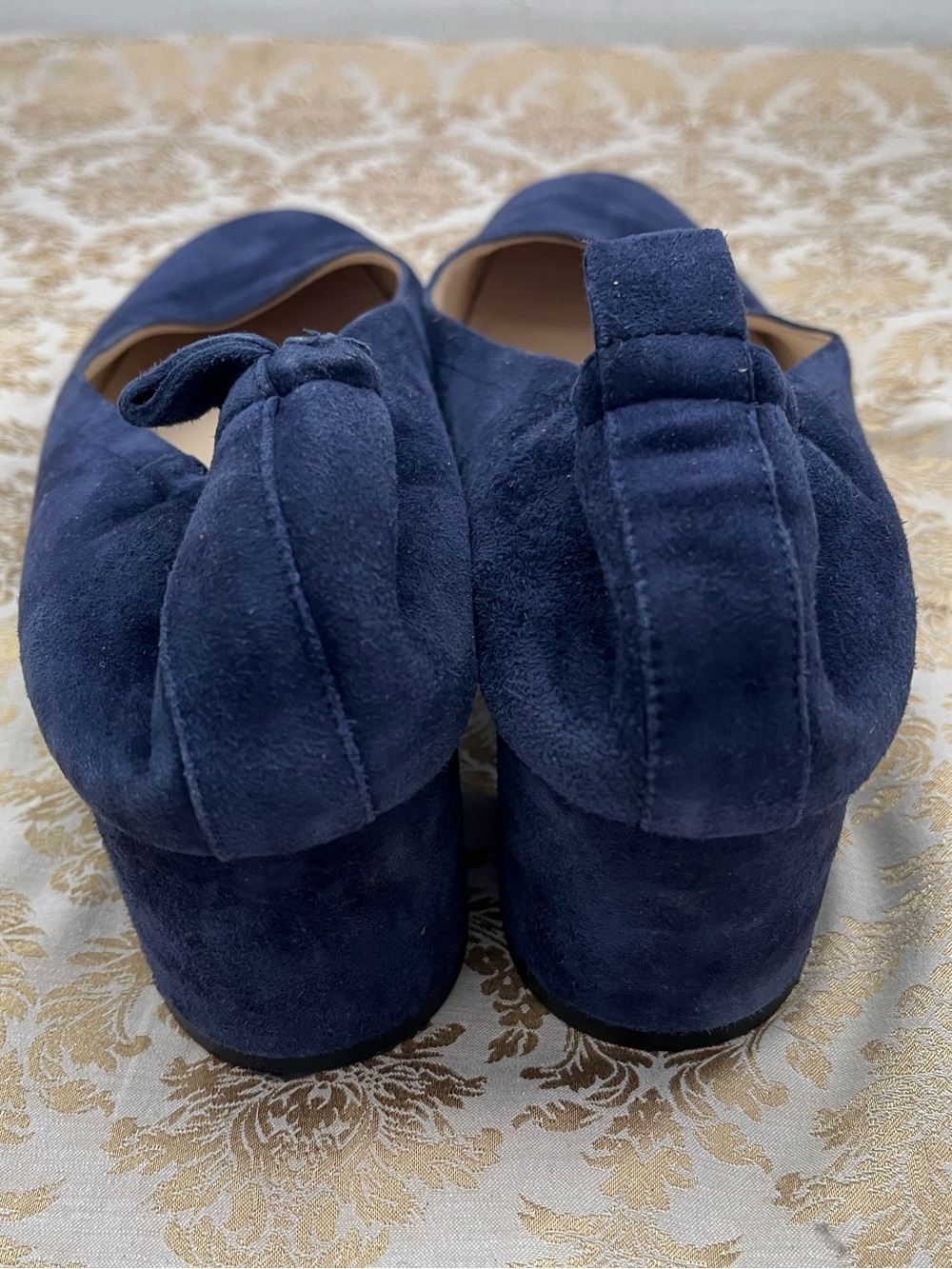Everlane Navy Suede Elastic-Back Block Heels Sz 11 - Picture 4 of 8